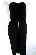 Reformation Women's XS Sleeveless Dress Scrunch Front W/ Slit Knee Length Black