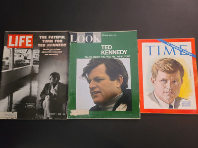 (LOT OF 3)  1969 Ted Kennedy Cover Magazines: Look, Time & Life