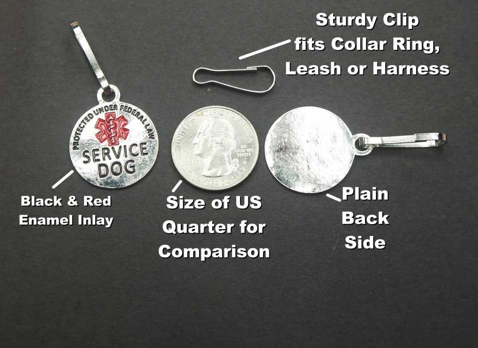 2pc set Service Dog Tags Therapy Dog ID Sturdy clasp Quick clip on/off Fast Ship - Image 2 of 4