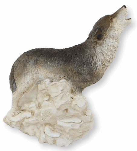 Figura Decorativa Lobo Aullante en las Rocas de Pie Colección Castagna Resin H - Imagen 6 de 7