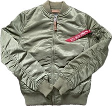 Women’s Alpha Industries Ma1 Flight Bomber Jacket Nylon Khaki Green Size Small