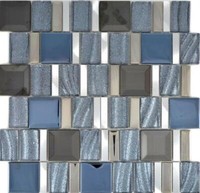 Aluminium Glasmosaik Silber Grau Anthrazit GläNzend Wc 88-0017 | 10Mosaikmatten