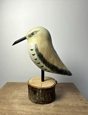 Heritage Mint Hand Carved Wooden Shore Bird Sandpiper Figurine 5.5 in Tal