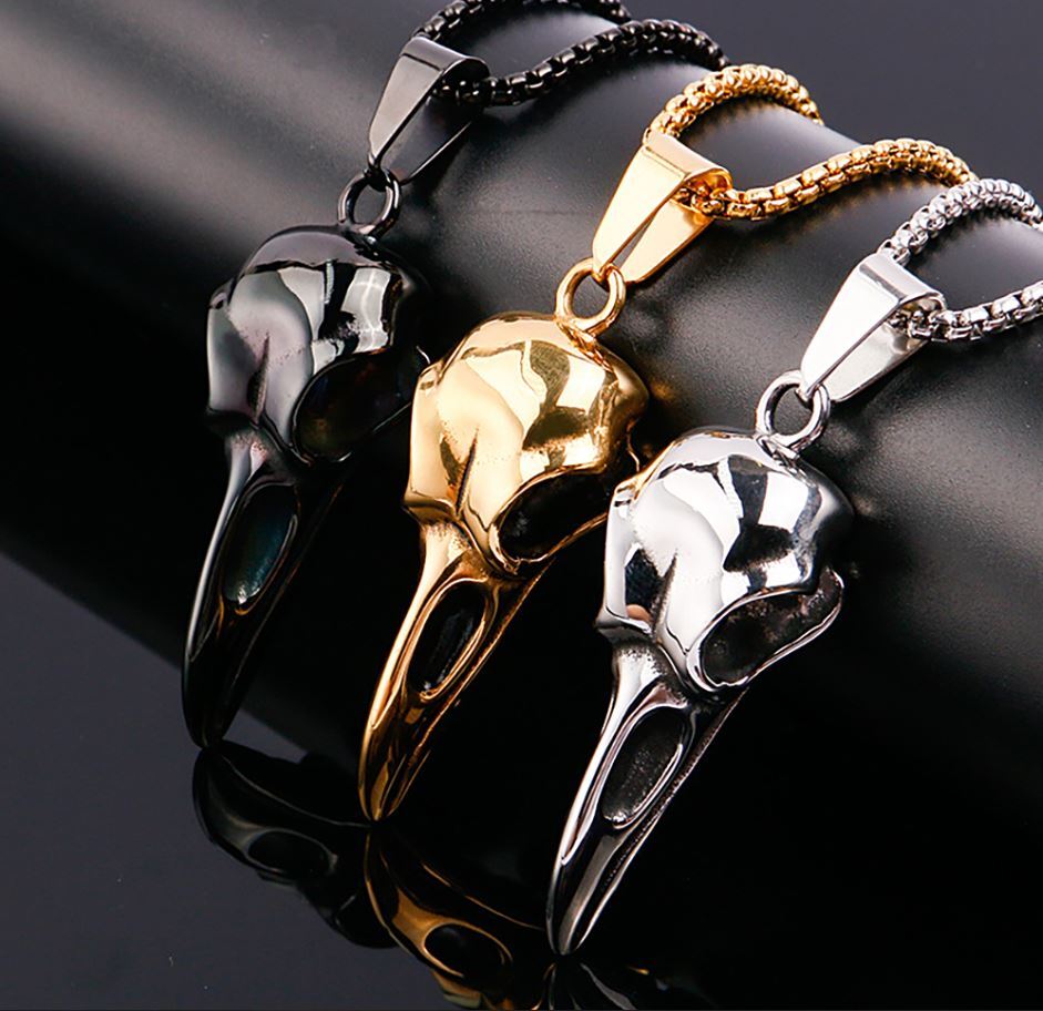 Dreuyet Raven Skull Necklace - Viking Gothic Stainless Steel Jewelry For Men & Women - View #8