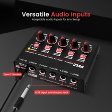 Pyle 4-Channel Wireless BT Streaming Mini Line Mixer w/ USB Audio Interface