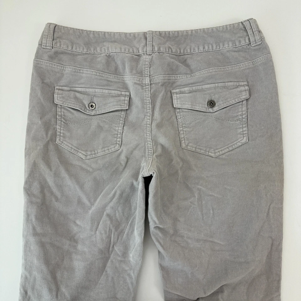 Pantalones de pana gris descoloridos Glory Bootcut bolsillos traseros con solapa para mujer talla 16P Foto 4 de 4