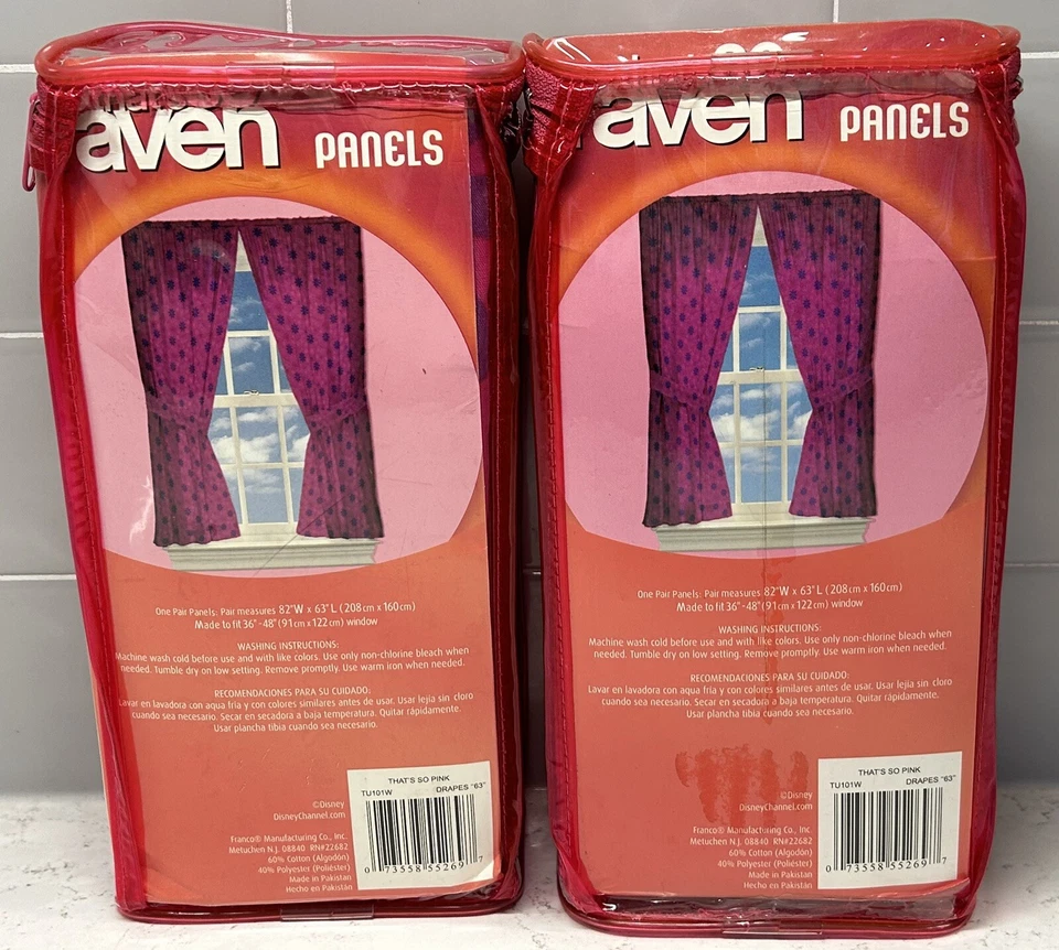 2 Pares, That’s So Raven, Paneles Cortina Ventana Dormitorio Cortinas Rosa 82”W x 63”L Foto 3 de 4