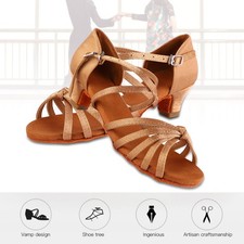 Soft Comfortable Latin Shoes Fashion Dance Shoe For Children Girl Light Brow CX4