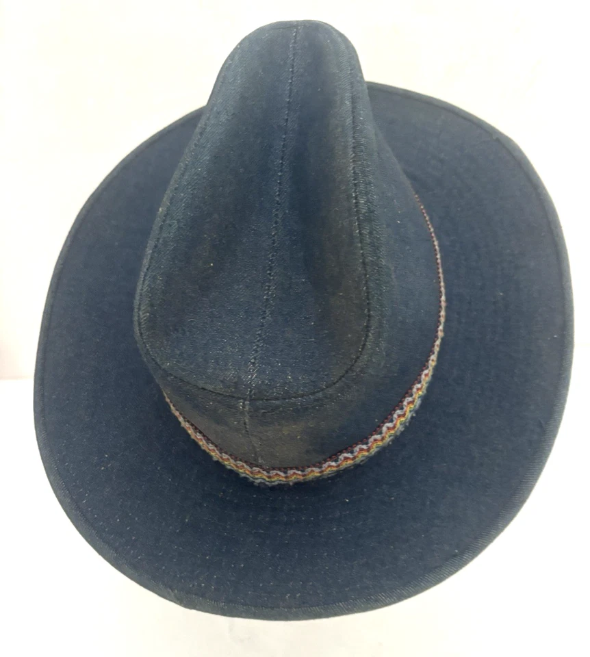 复古 20 世纪 70 年代 YA 蓝色牛仔牛仔牛仔帽 S 码 6 3/4 - 6 7/8  — 第 2/4 张图片