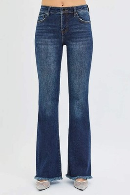 RISEN Full Size Tummy Control Mid Rise Flare Jeans Plus Size