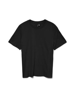 T-Shirt VERO MODA Damen VMPAULINA, Schwarz, Größe L, Kurzarm, Baumwolle