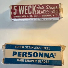 6 Vintage Weck & Personna Hair Shaper Razor Blades