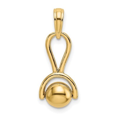 14 Karat Gelbgold 3-D Baby Rassel mit beweglichem Kugel Anhänger