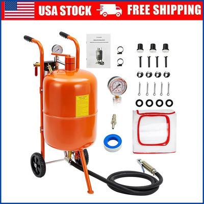 10 Gallon Sand Blasting Machine 125 PSI Pressure Sandblaster w/4 Ceramic Nozzles