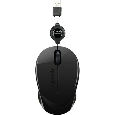 SpeedLink SL-610012-BK Black 3 Button 1200DPI USB Optical Mouse With Cable Reel