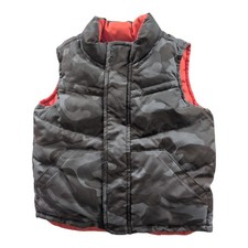 Old Navy Kids Reversible Camouflage Puffer Vest Gray Black Camo Orange 18 - 24m