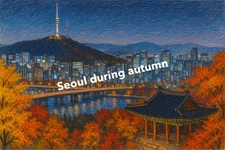 Seoul During Autumn Night Coloured Pencil Art (AI GENERATED IMAGE)