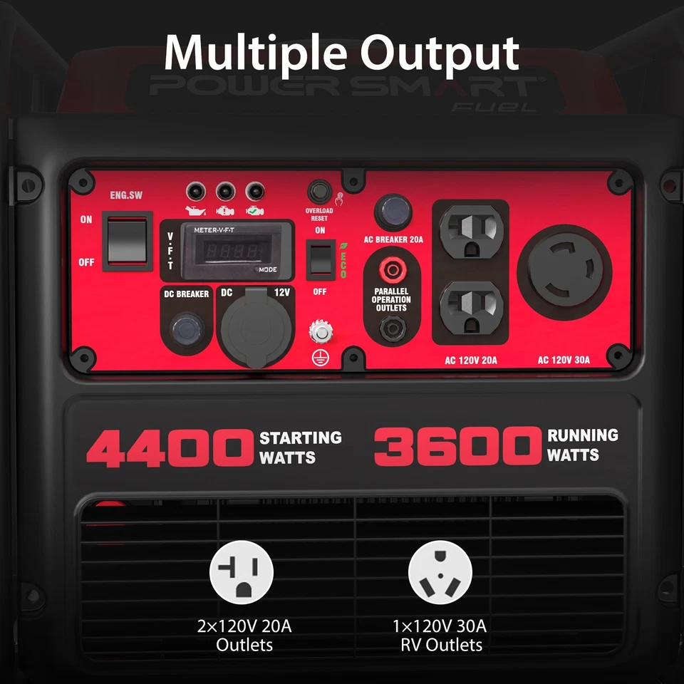 PowerSmart 4400W Gas Inverter Generator, 223cc OHV Engine, 120V Output, Recoil - Image 4 of 4