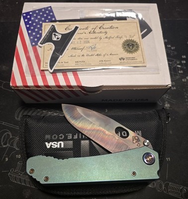 Medford Knife And Tool 187 D2 Vulcan DP Old-school Green Titanium Handles New