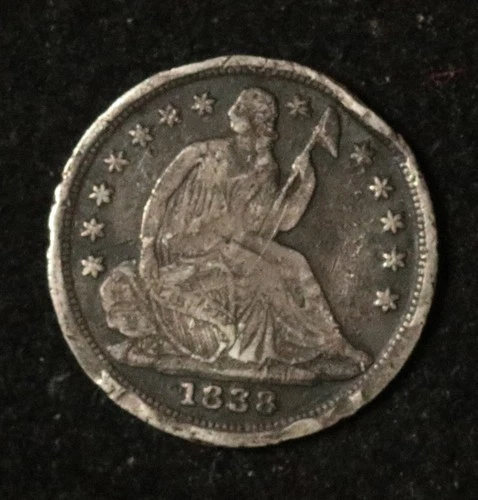 USA 1838 Seated Liberty Half Dime - Silver - With Stars - Large Stars