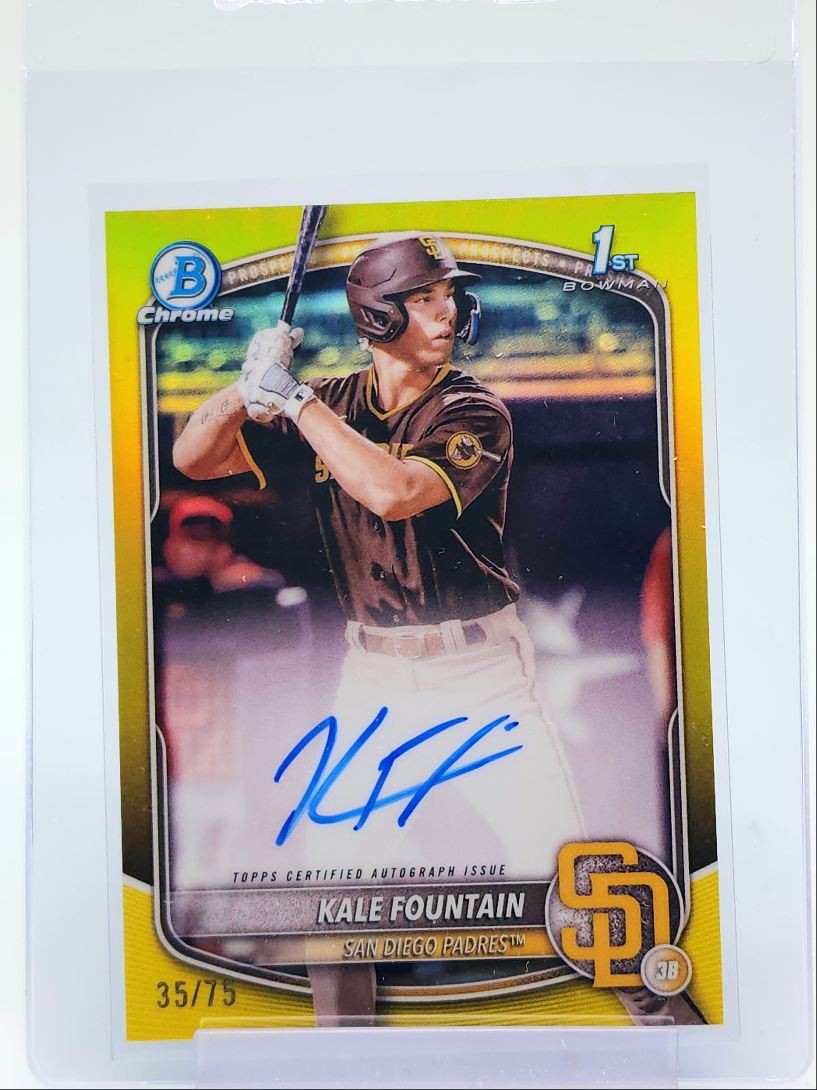 KALE FOUNTAIN 2025 BOWMAN CHROME 1ST AUTOGRAPH YELLOW AUTO /75 Q5876