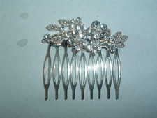 VINTAGE RHINESTONE FAUX PEARL FLOWER METAL SLIDE COMB UP DO HAIR ACCESSORY