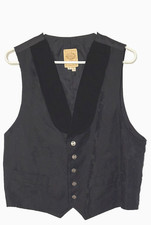 Vintage Wah Maker Frontier Vest Mens Size M USA Western Gambler Saloon Black