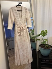 Komar Women's Vintage Floral Robe Ivory Pink Long Sleeve Regular Size Sleepwear