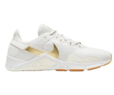 Nike Legend Essential 2 White Running Shoes Women' Sz 9.5 White/Gold CQ9545-010