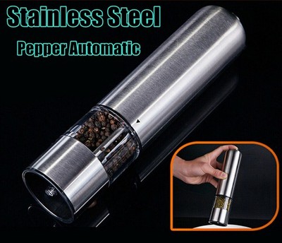 Electric Spice Salt Pepper Mill Grinder Stainless Steel Muller Battery Operated