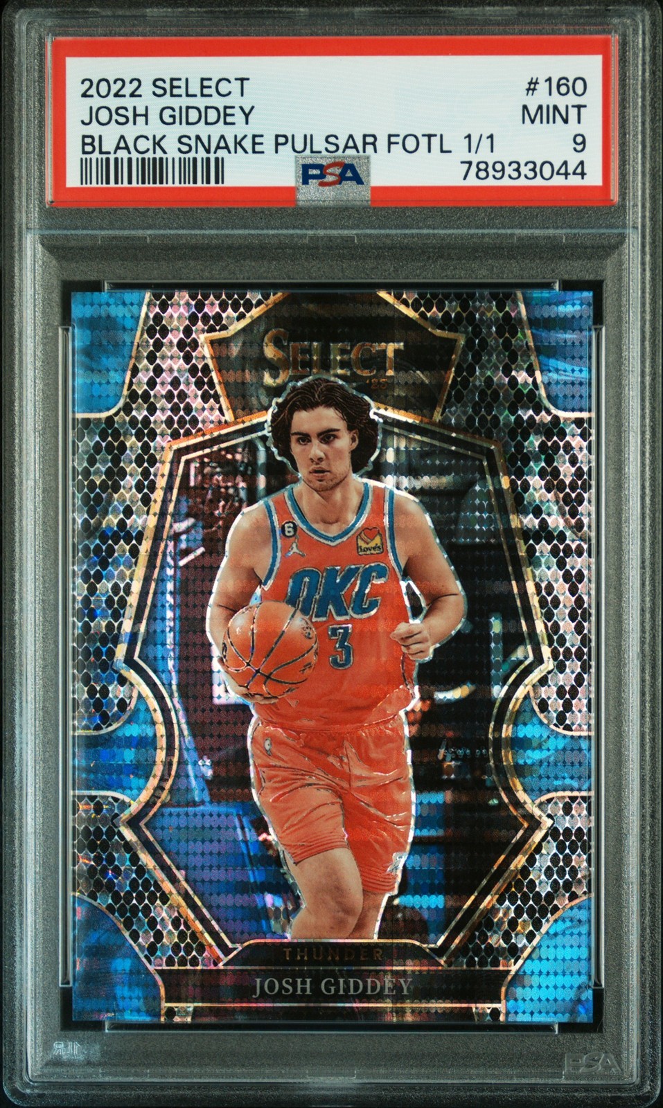 Josh Giddey 2022 Panini Select #160 Black Snake Pulsar FOTL One of One 1/1 PSA 9