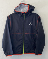 Nike Air Jordan Jacket Windbreaker Boys M 10-12 Years Black Hooded Full Zip