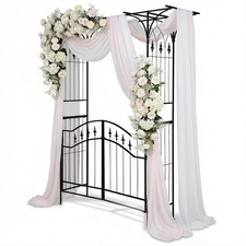 7FT Metal Arch, Wedding Arch Stand with Door for Outdoor Garden Party Decoration