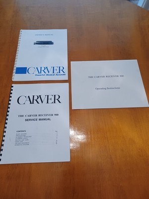Carver Receiver 900 Service Manual Operating Instruction Manual and TL-3100 Book