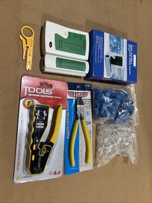 NEW RJ45 Pass Through Networking Crimp Tool Kit Cat5 Cat6 Crimping Tool kit -0LJ