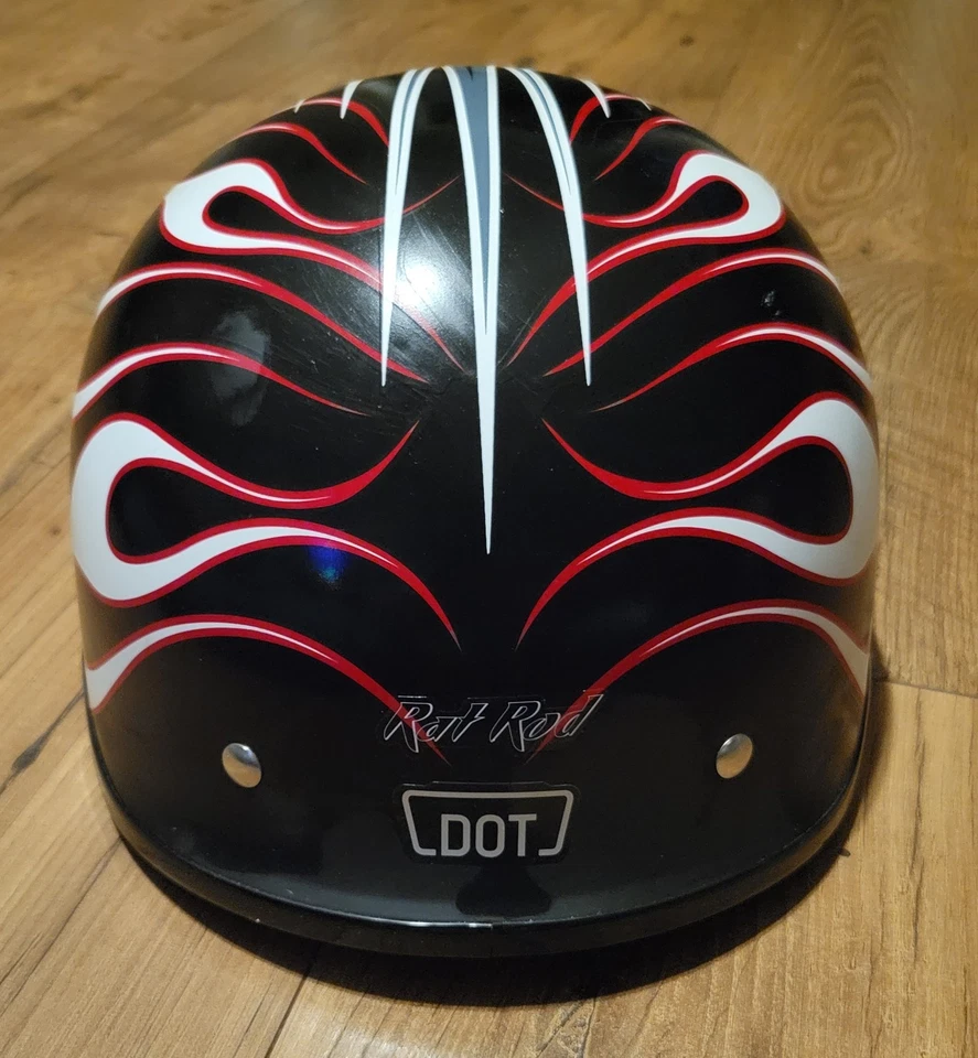 CS Cruiser Rat Rod Half Shell Motorcycle Helmet DOT Flame Pattern 52-518 MC-1F - Image 3 of 4