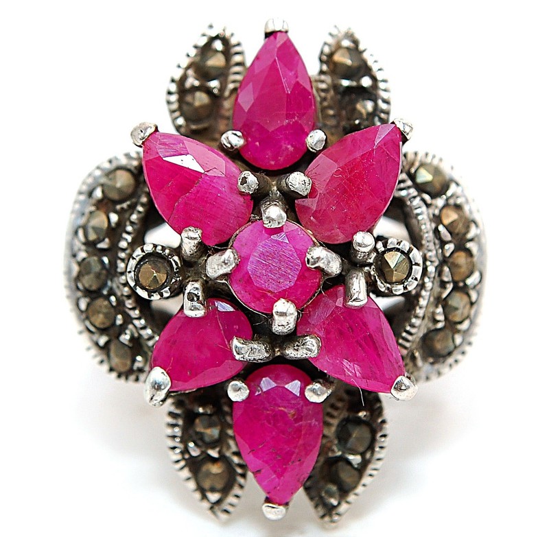 1CT Heat Treated Rubellite Tourmaline 925 Sterling Silver Ring Sz 9 NF1-2