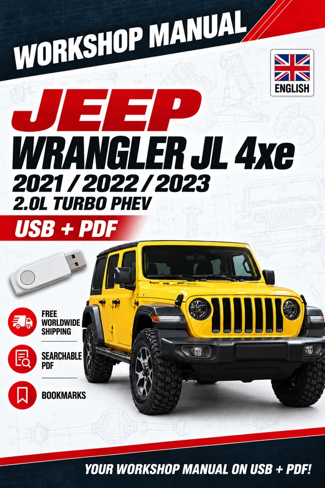 JEEP WRANGLER JL 4XE 2021-2023 WORKSHOP MANUAL REPAIR SERVICE USB PDF ENGLISH - Imagen 1 de 4