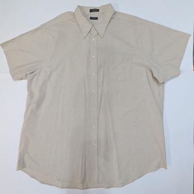 Covington Button Up Shirt Beige Mens Size 3XL Short Sleeve Wrinkle Resistant 