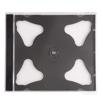 AcePlus Double 2-Disc Black CD Jewel Cases in 10.4mm Standard Thickness Assem...