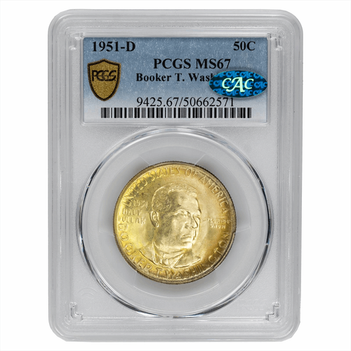 1951D Booker T. Washington Commemorative Half Dollar 50C PCGS MS 67 CAC