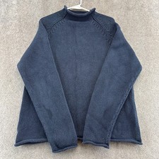 VINTAGE J Crew Sweater Mens M Blue Pullover Wool Mock Neck Fishermans Roll 90s
