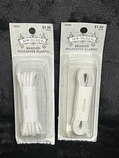 SEW-OLOGY Braided Polyester Elastic 1/8"x 4yd White Lot Ofd Two NEW IN PKG