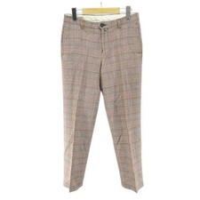 DRIES VAN NOTEN Women Pants Size 46 Plaid Long Tapered Zip Fly Hemp Linen Brown