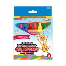 BAZIC 8 Color Premium Jumbo Triangle Crayons, pack of 24
