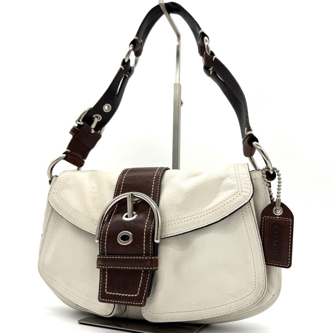 COACH Schultertasche Handtasche SOHO Leder weiß echt