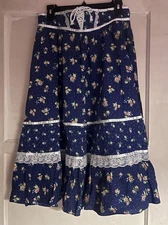 NWT Gunne Sax X ModCloth Maia Blue Bouquet Corsalette A-line Midi Skirt Size 8