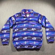 Patagonia Synchilla Jacket Womens Medium Purple Fleece Snap Pullover Geometric