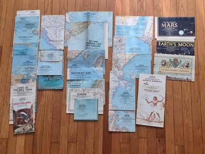 Vintage National Geographic Magazine Maps & Extras  1960-1989