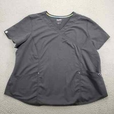 Scrubstar Shirt Womens 3XL Gray Ultimate Medical Scrub Top Pockets Short Sleeve